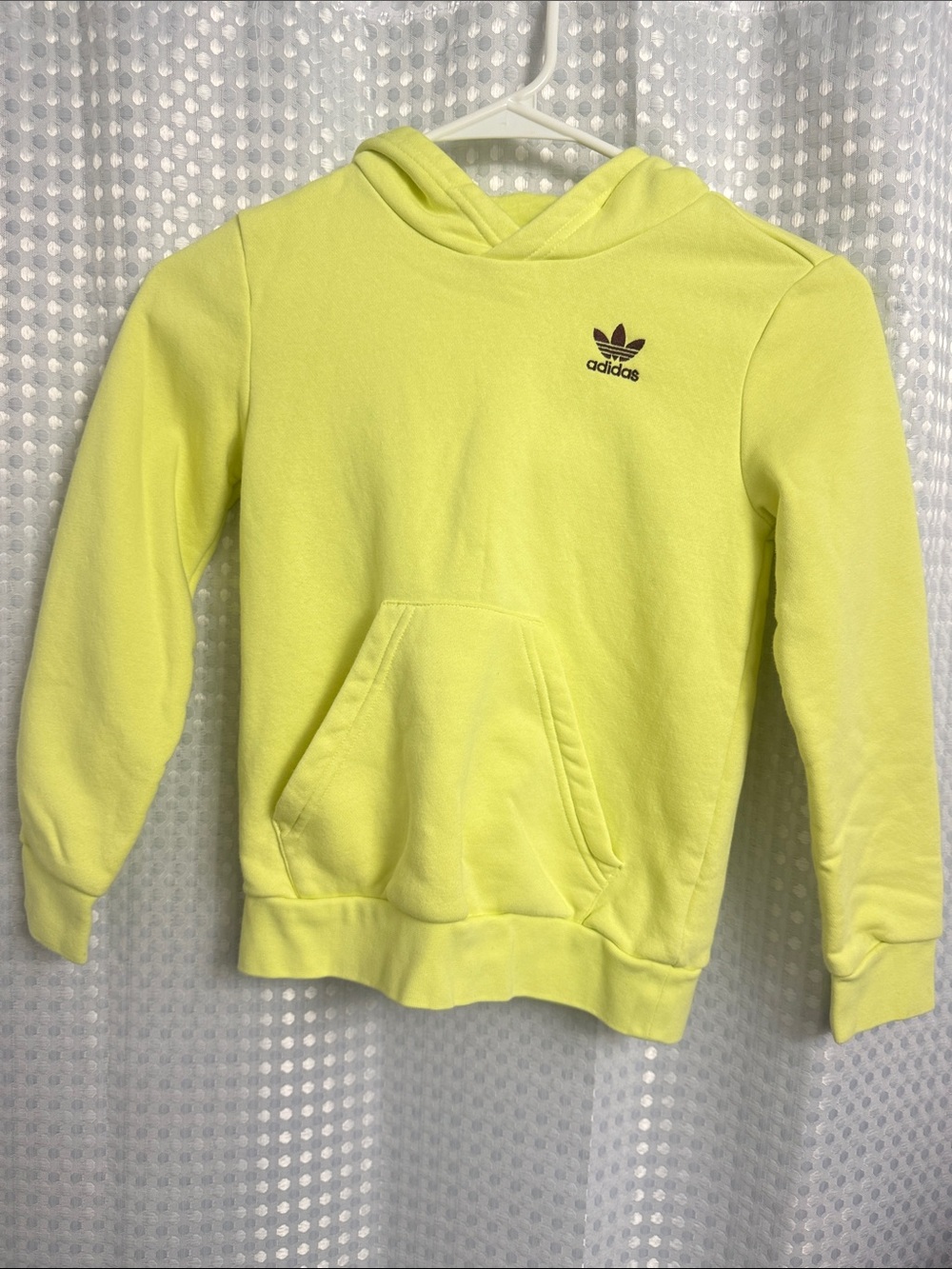 adidas Neon Yellow Kids Hoodie with Trefoil Logo